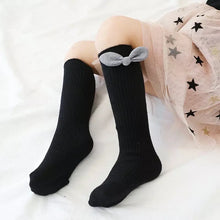 Load image into Gallery viewer, Shimmer Bow Knee-high cotton socks - Baby One Baby Two
