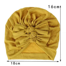 Load image into Gallery viewer, Baby and Toddler Girl Triple-BowTurban Bonnet.
