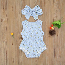 Load image into Gallery viewer, Daisy ribbed romper with headband - Baby One Baby Two
