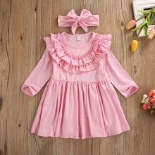 Load image into Gallery viewer, Ruffle Dress with matching headband - Baby One Baby Two
