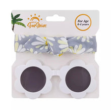 Load image into Gallery viewer, Baby and Toddler Girl Flower Sunglasses with headband.
