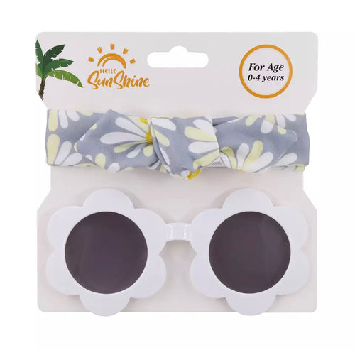 Baby and Toddler Girl Flower Sunglasses with headband.