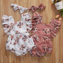 Load image into Gallery viewer, BABY ONE BABY TWO Baby and Toddler Girl Simply Floral 2-piece Romper Set.
