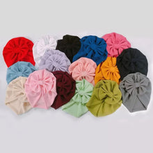 Load image into Gallery viewer, BABY ONE BABY TWO Baby Girl Turban Bonnet with Bow.
