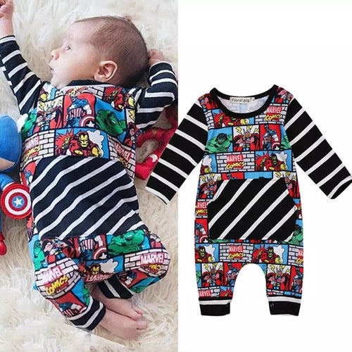 Baby Boy Superhero Romper Bodysuit.