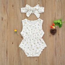 Load image into Gallery viewer, Daisy ribbed romper with headband - Baby One Baby Two
