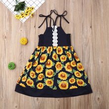 Load image into Gallery viewer, BABY ONE BABY TWO Baby and Toddler Girl Spaghetti-Strap Sunflower Lightweight Dress.
