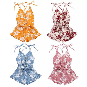 BABY ONE BABY TWO Toddler and Little Girl Spaghetti-Strap Floral Romper.