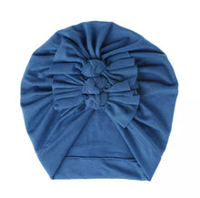 Load image into Gallery viewer, Baby and Toddler Girl Triple-BowTurban Bonnet.
