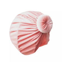 Load image into Gallery viewer, Baby or Toddler Girl Velvet Donut Turban Bonnet.
