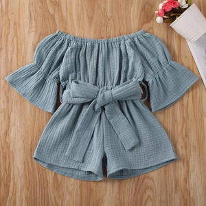 Cotton Linen Long Sleeve Romper.