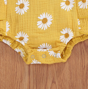 Daisy cotton linen romper - Baby One Baby Two