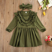 Load image into Gallery viewer, Ruffle Dress with matching headband - Baby One Baby Two
