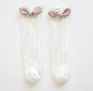 Shimmer Bow Knee-high cotton socks - Baby One Baby Two