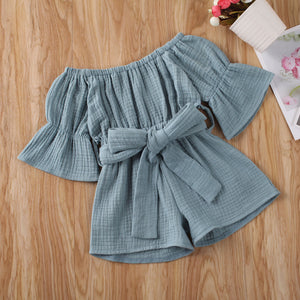 Cotton Linen Long Sleeve Romper.