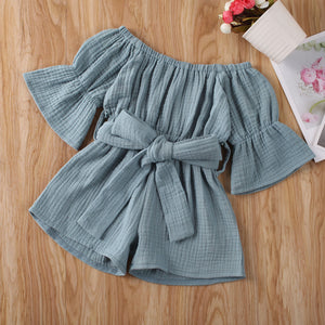 Cotton Linen Long Sleeve Romper.