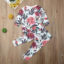 Load image into Gallery viewer, Floral Ruffle 2-piece lightweight sweatshirt with pants - Baby One Baby Two
