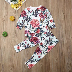 Floral Ruffle 2-piece lightweight sweatshirt with pants - Baby One Baby Two