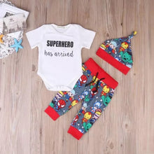 Load image into Gallery viewer, Superhero Has Arrived 3-piece set - Baby One Baby Two
