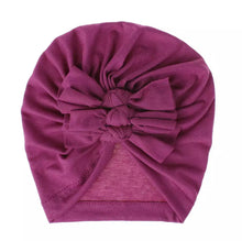 Load image into Gallery viewer, Baby and Toddler Girl Triple-BowTurban Bonnet.
