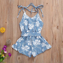 Load image into Gallery viewer, BABY ONE BABY TWO Toddler and Little Girl Spaghetti-Strap Floral Romper.
