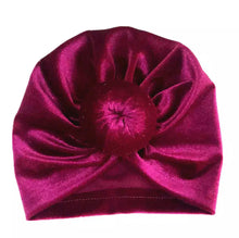 Load image into Gallery viewer, Baby or Toddler Girl Velvet Donut Turban Bonnet.
