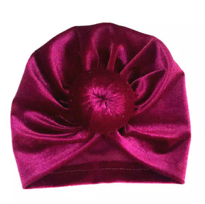 Baby or Toddler Girl Velvet Donut Turban Bonnet.