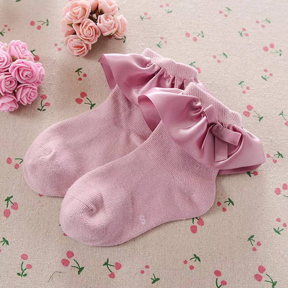 Satin Ruffle Trim Socks - Baby One Baby Two