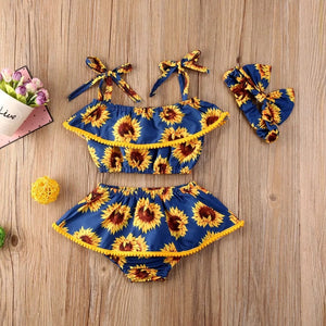 “‘My Little Sunflower” Spaghetti-Strap 3-Piece Set - Baby One Baby Two