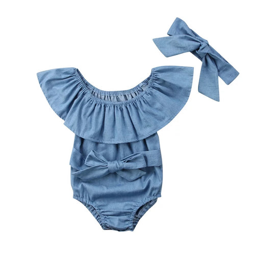 Faux Denim Romper - Baby One Baby Two