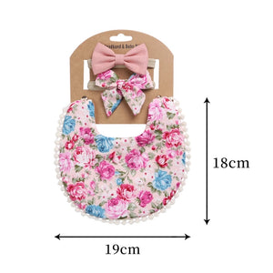 Baby Girl Boho Bib with Matching Headbands Set.