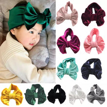 Load image into Gallery viewer, Baby and Toddler Girl Big Bow Velvet Headband.
