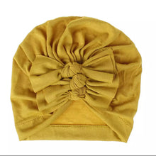 Load image into Gallery viewer, Baby and Toddler Girl Triple-BowTurban Bonnet.
