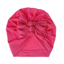 Load image into Gallery viewer, Baby and Toddler Girl Triple-BowTurban Bonnet.
