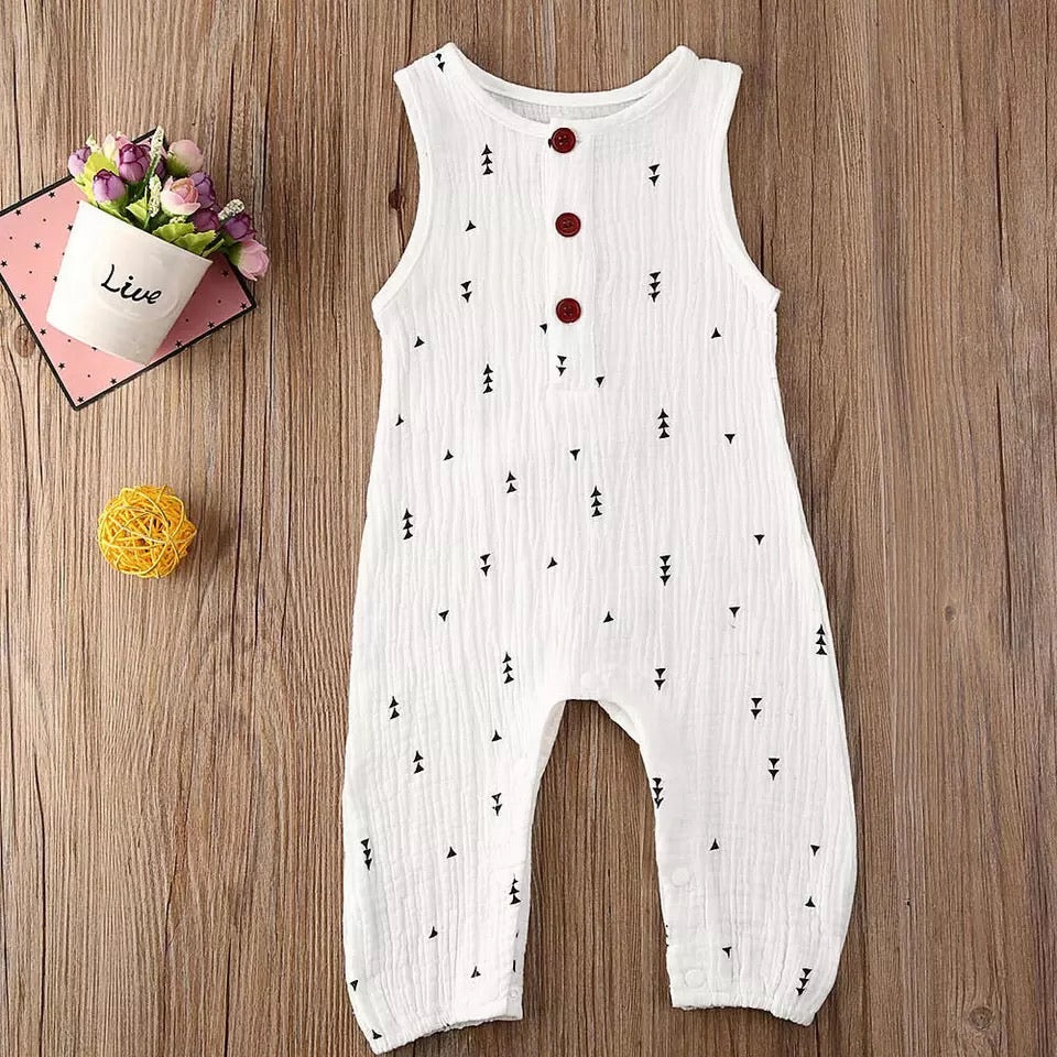 BABY ONE BABY TWO Unisex Baby Linen and Cotton Print Romper.